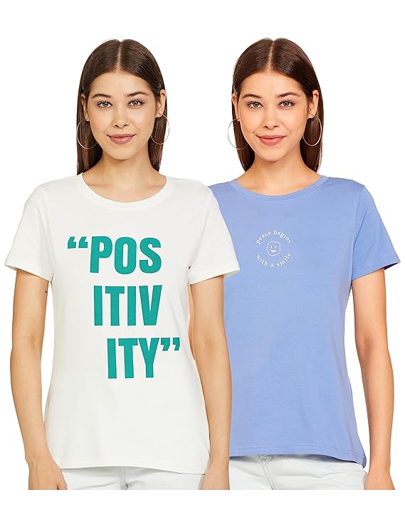 Symbol Women's Solid Cotton Stretch Half Sleeve Round Neck Regular Fit T-Shirt (Available in Plus Sizes)