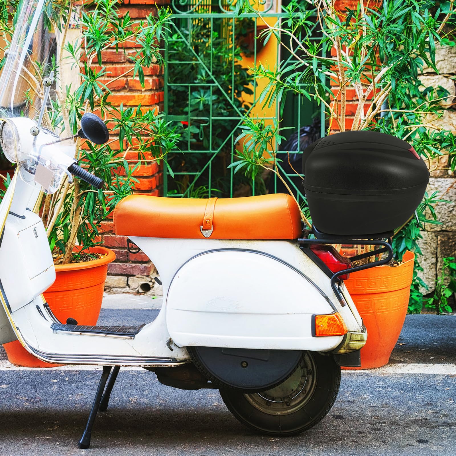 Beaupretty Top Case Moto Noir en Plastique Grosse Capacité et Installation Facile, Coffre Arrière pour Valise Porte-Bagages de Scooter Électrique