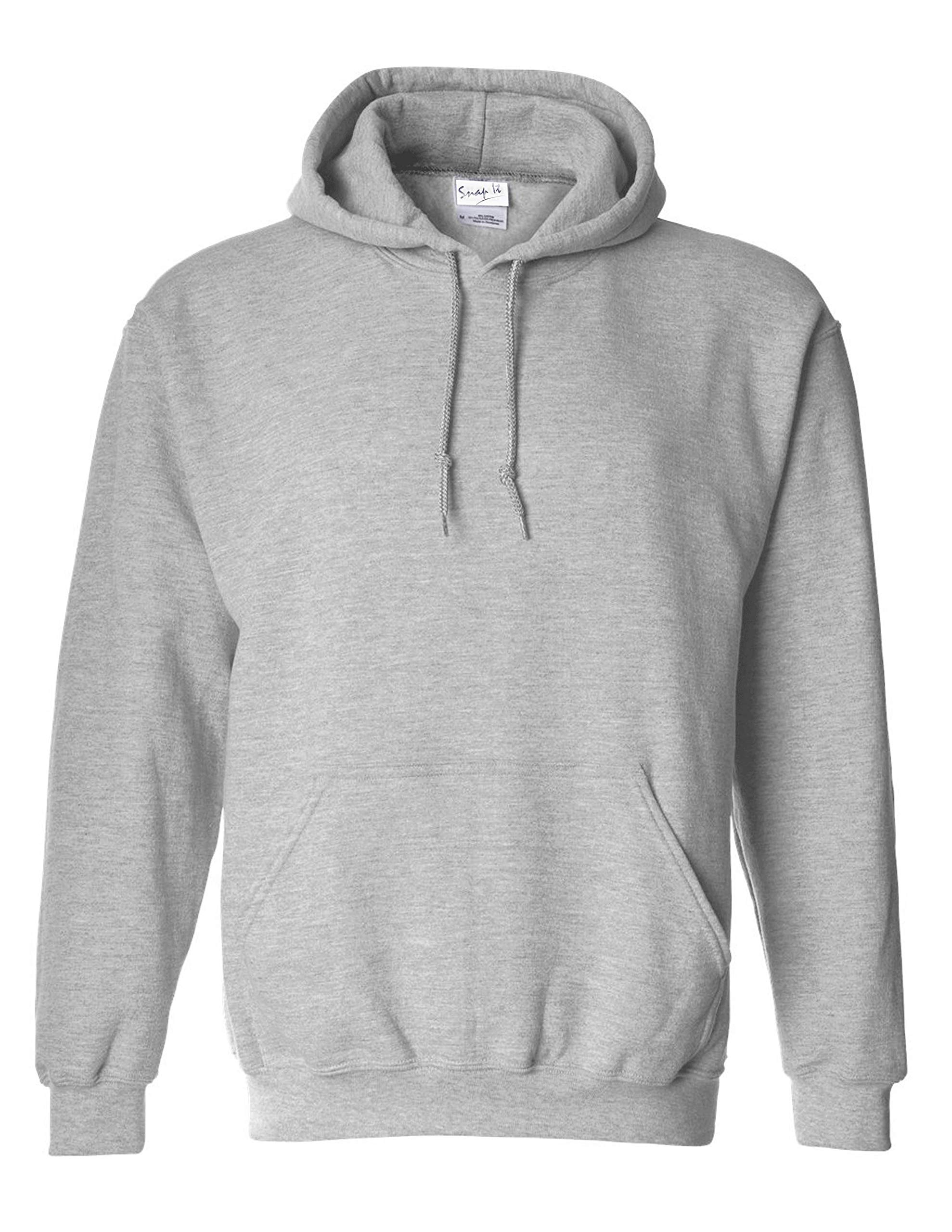 Snapit Unisex Grey Plain Polycotton Pullover Adult Hoodies, (, Xl)