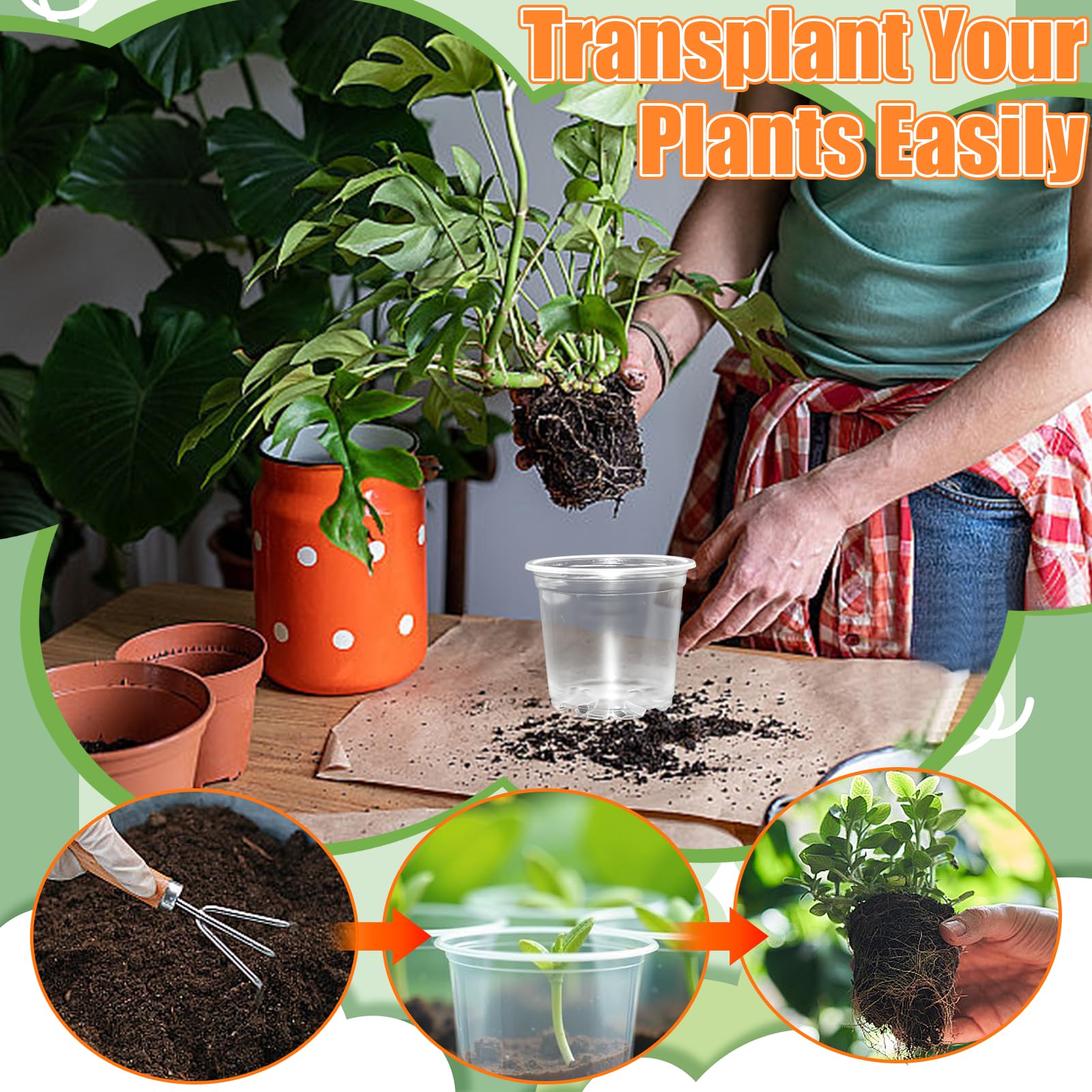 45 Pezzi Vasi per Piante Trasparenti 13/15/18cm Vaso per Orchidee con Fori Drenaggio Vasi in Plastica per Piantine Vaso da Vivaio in Plastica per Giardino Balcone Interni ed Esterni