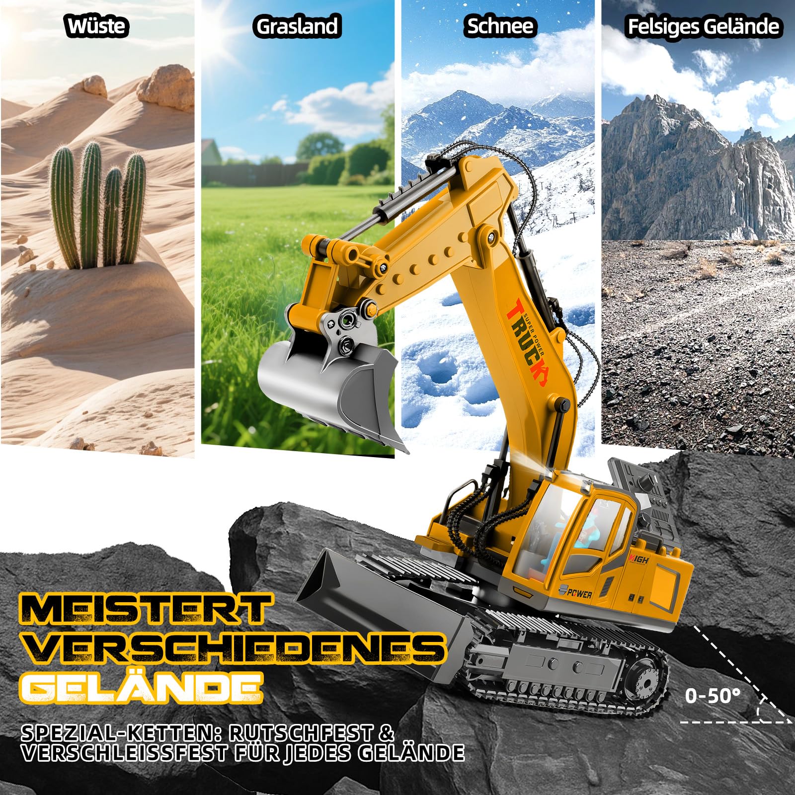 Ferngesteuerte Bagger 17CH RC Bagger 2,4Ghz Excavator-680° Drehung