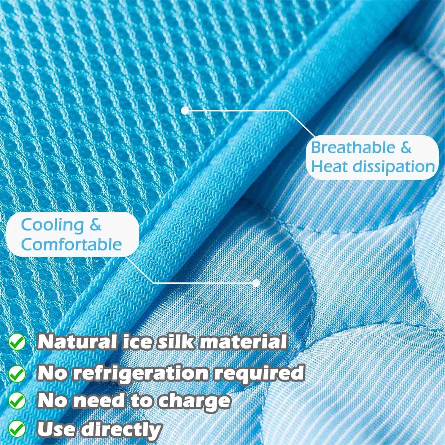Pet Cooling Mat - Ice Silk Cooling Mat for Dogs & Cats, Portable & Washable Pet Cooling Blanket for Outdoor, Car Seats , Beds and More in Summer