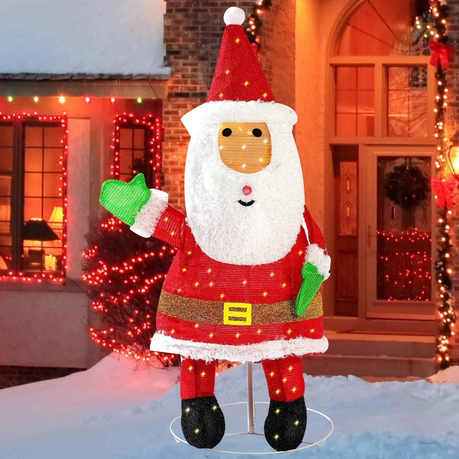 outdoor lighted santa decoration