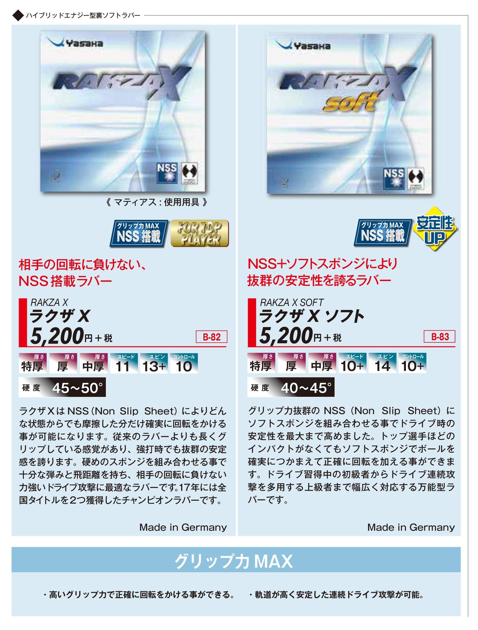 YASAKA Rakza X Table Tennis Rubbers