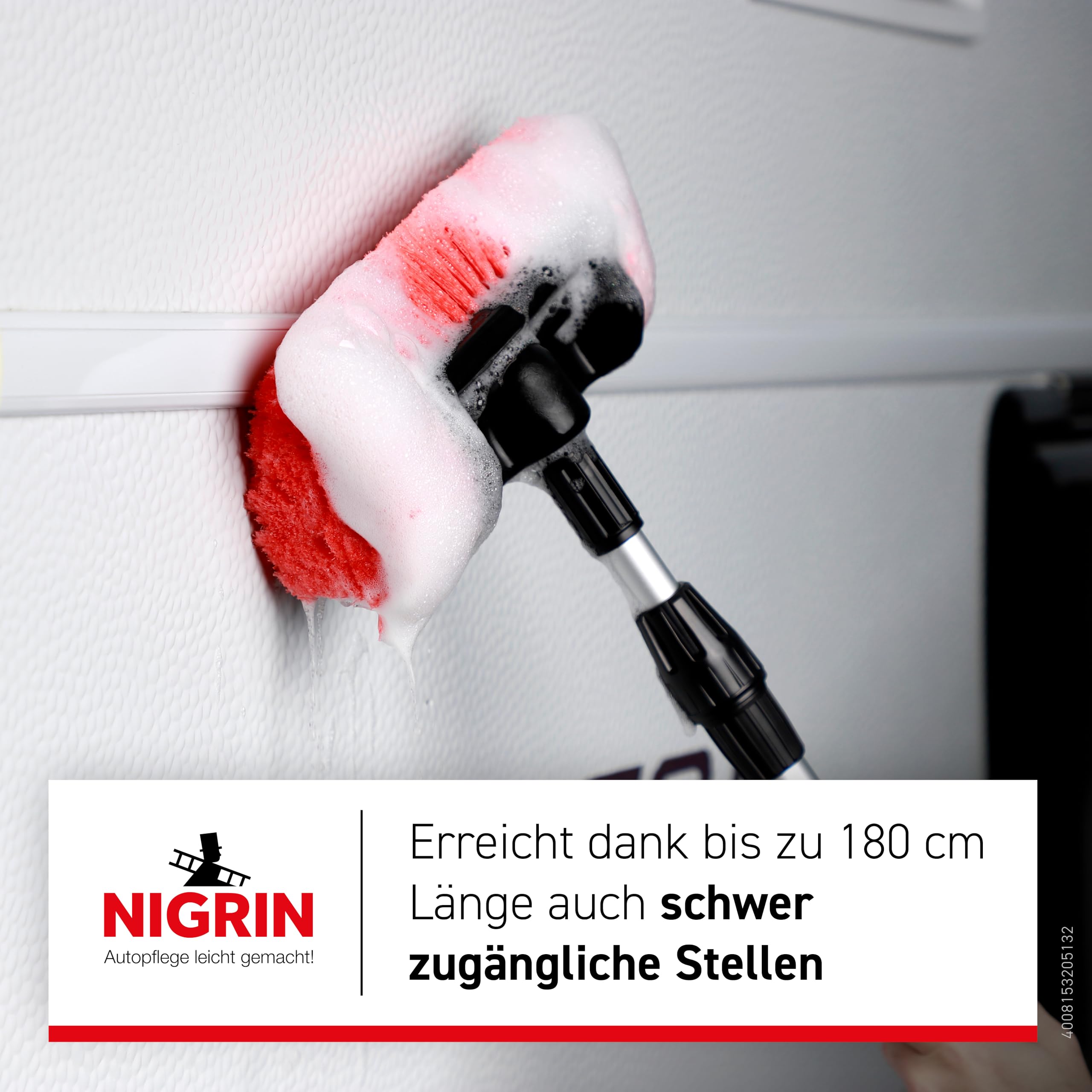 Nigrin 20513 Szczotka, Czerwony/Srebrny, 105-180 cm