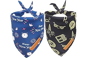 Realeaf Happy New Year Dog Bandanas 2 Pack for Extra Large Dogs