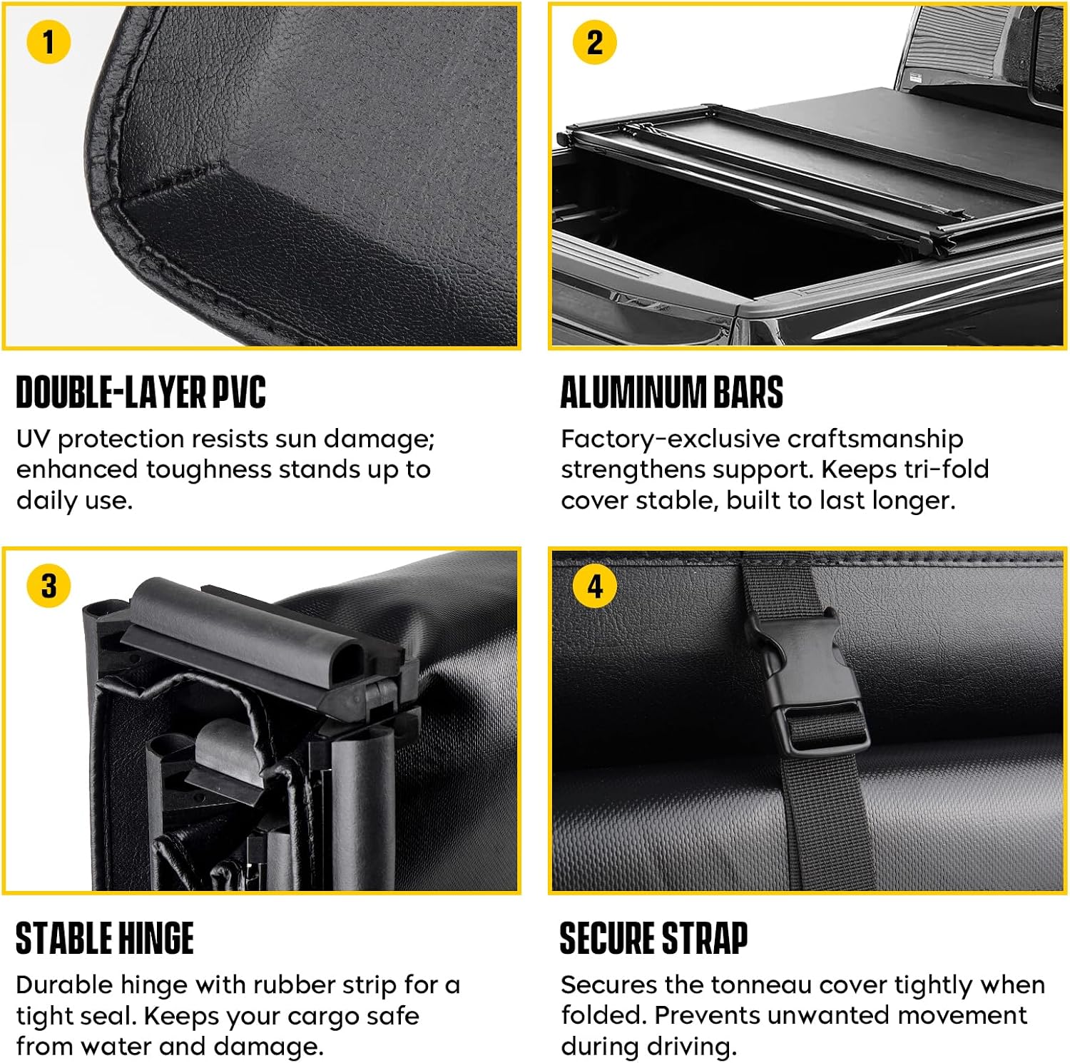 5ft Soft Tri-Fold Truck Bed Tonneau Cover for Jeep Gladiator 2020-2025, 5ft (60.3") Fleetside/Styleside Bed, with or Without Utilitrack