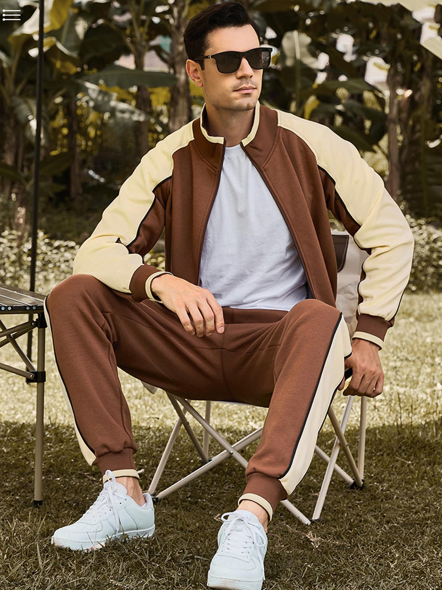 FTCayanz Tuta Uomo Sportiva Manica Lunga Giacca Jogging Fitness Pantaloni Tute Ginnastica Giubbotto