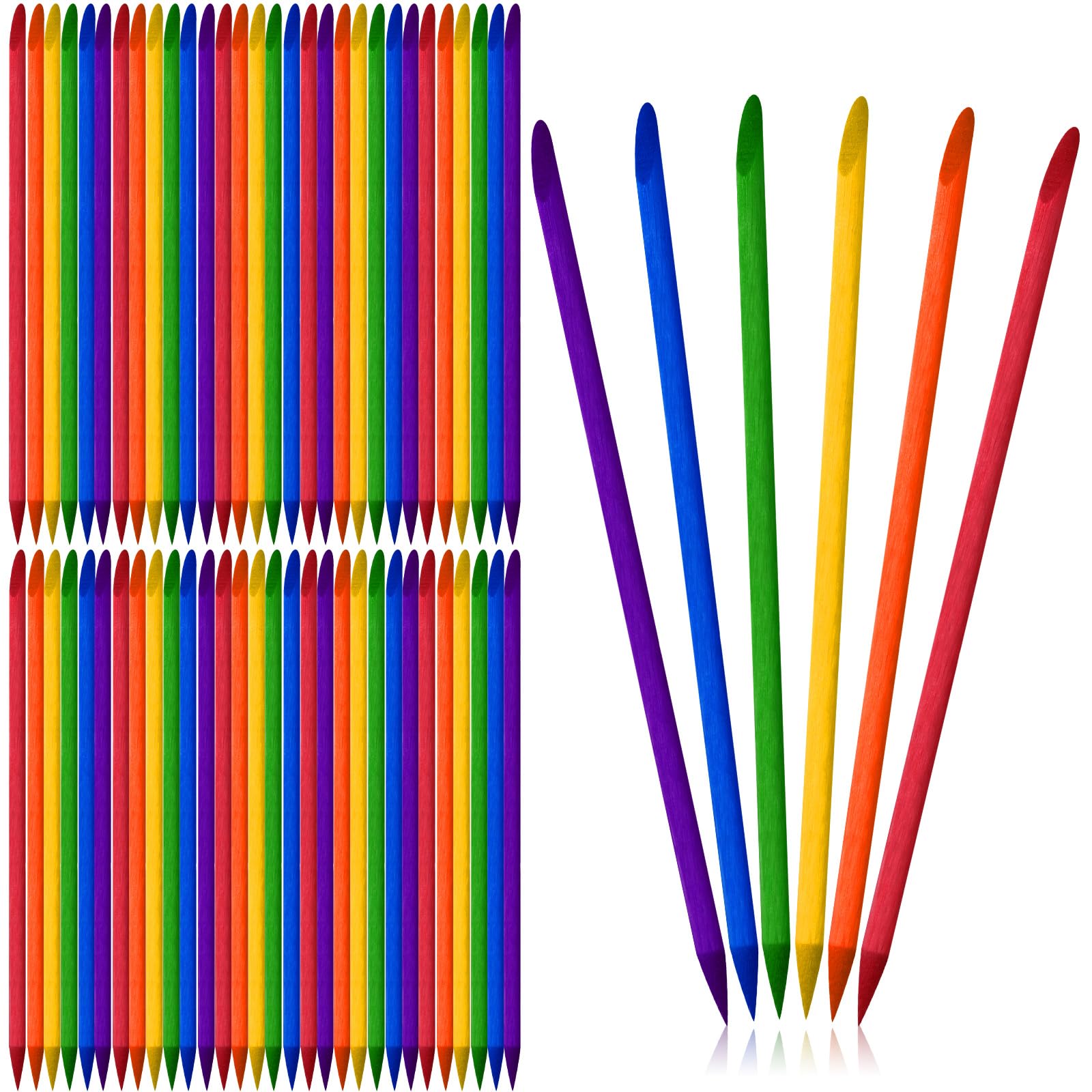 Honoson 150 Pieces Colorful Wooden Art Stylus for Scratch, 6 Colors Heavy Duty Scratch Craft Art Stylus Bulk Wood Nail Sticks for DIY Creative Draw Tools, 4.7 Inch