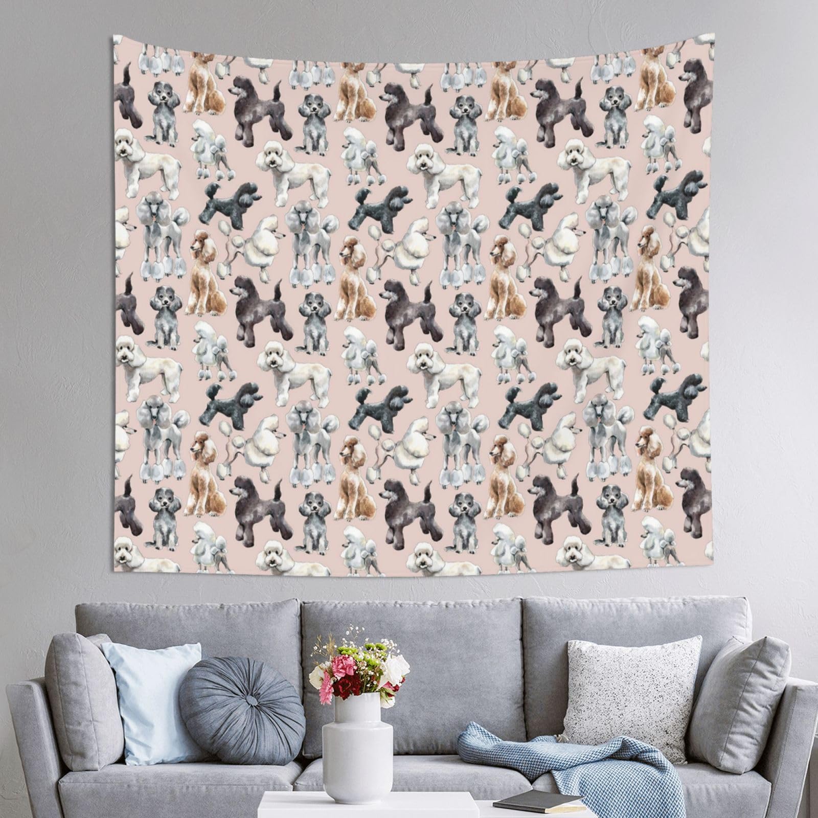 WKSGDSG Decoration Tapestry Wall Hanging For Bedroom, Poodles Dogs, 152x130cm Dorm Decor, Lightweight Easy Hang Wall Art For Living Room, Aesthetic Tapestries For Outdoor, Ceiling, Doorway, Camping