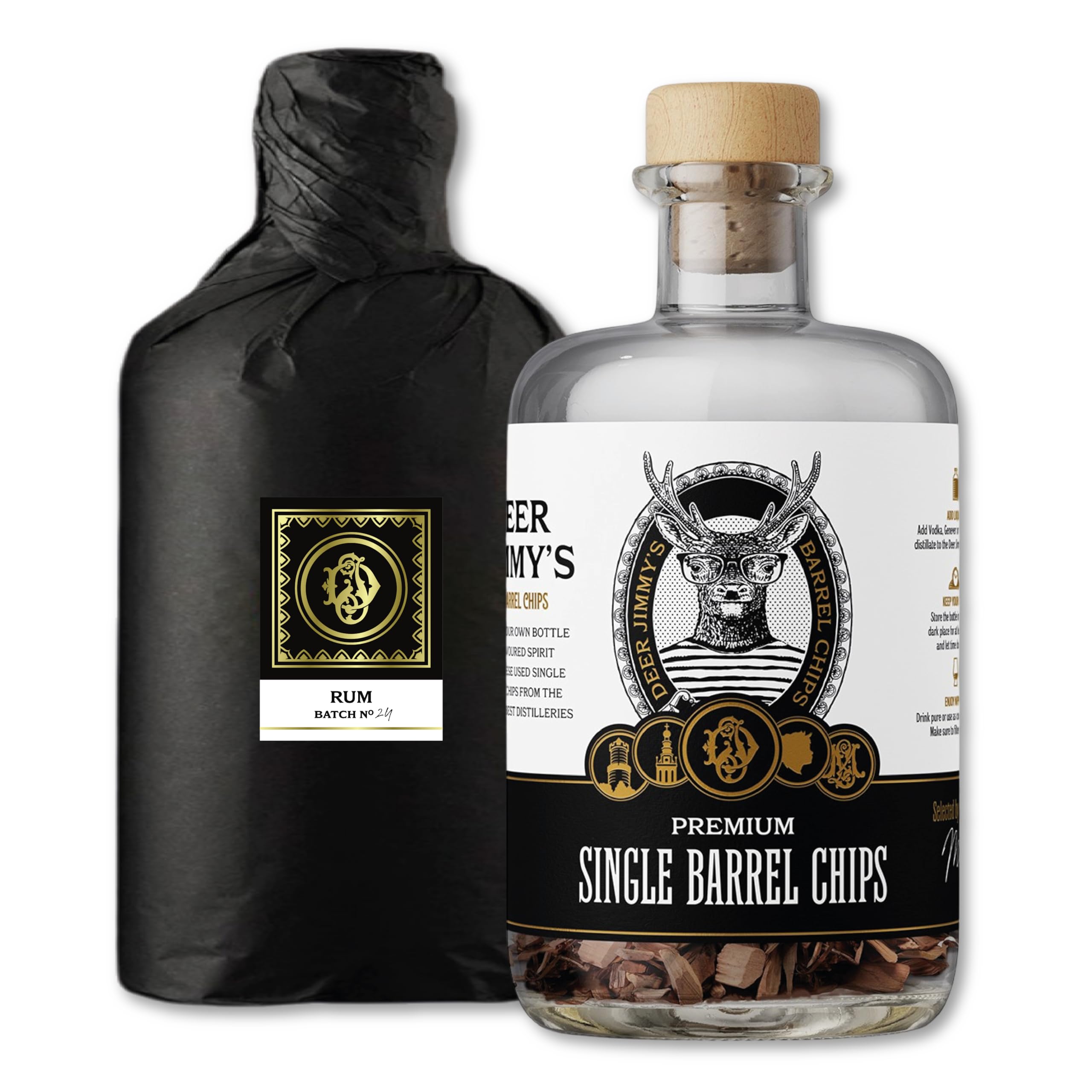 Deer Jimmy's® DIY Rum | DIY Rum with Premium Jamaican Distilleries Oak Barrel Chips | Great Gift for Men, Christmas, Father's Day, Valentine's Day and Birthday.