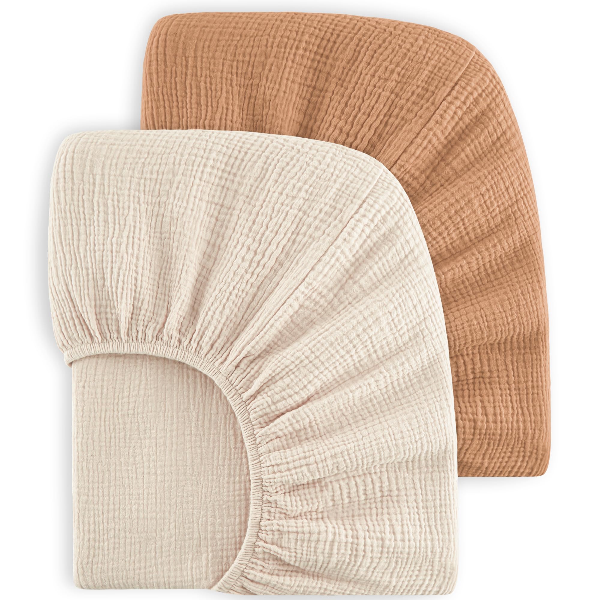 Bearmoss 2er Set Kinder Spannbettlaken,Musselin-Bettlaken 100% Baumwolle Baby-Bettlaken 60x120cm/140x70cm Reisebett Spannlaken Beistellbett Leintücher