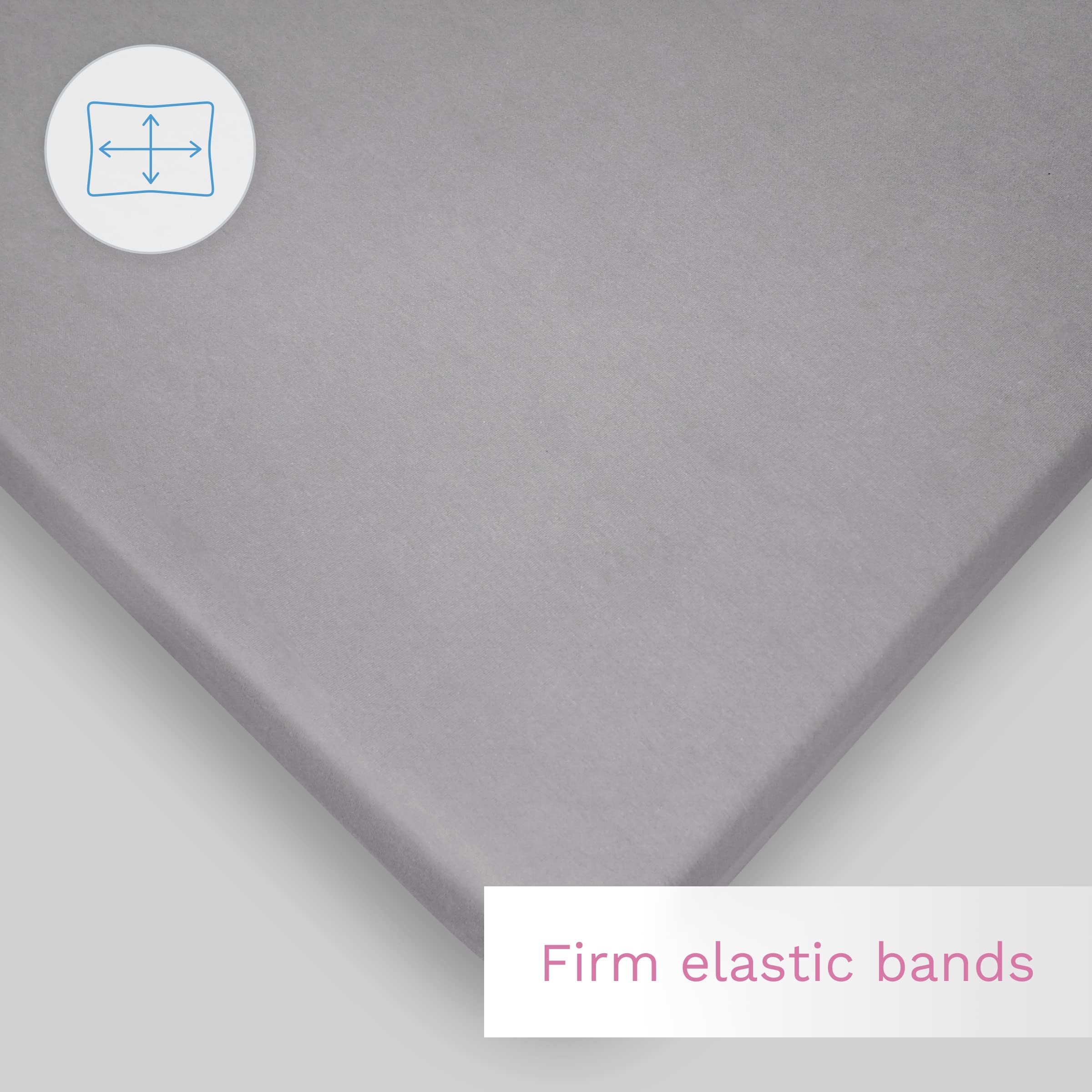 Jersey 100% Cotton Fitted Sheet for 90 x 55 cm Baby Bedside Crib Mattress (Grey) — view 8