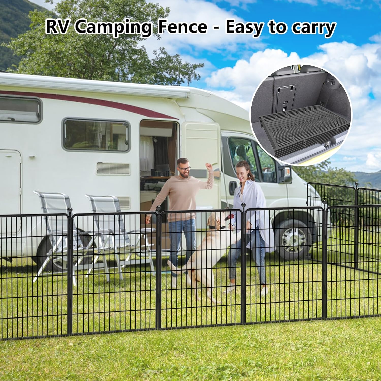 Dog Playpen 40" Height Portable Dog Fence 10 Panels Pet Pen Outdoor for Yard, Pet Playpen with Lockable Door for Large/Medium/Small Dogs, Heavy Duty Puppy Playpen Pet Fence for RV, Camping