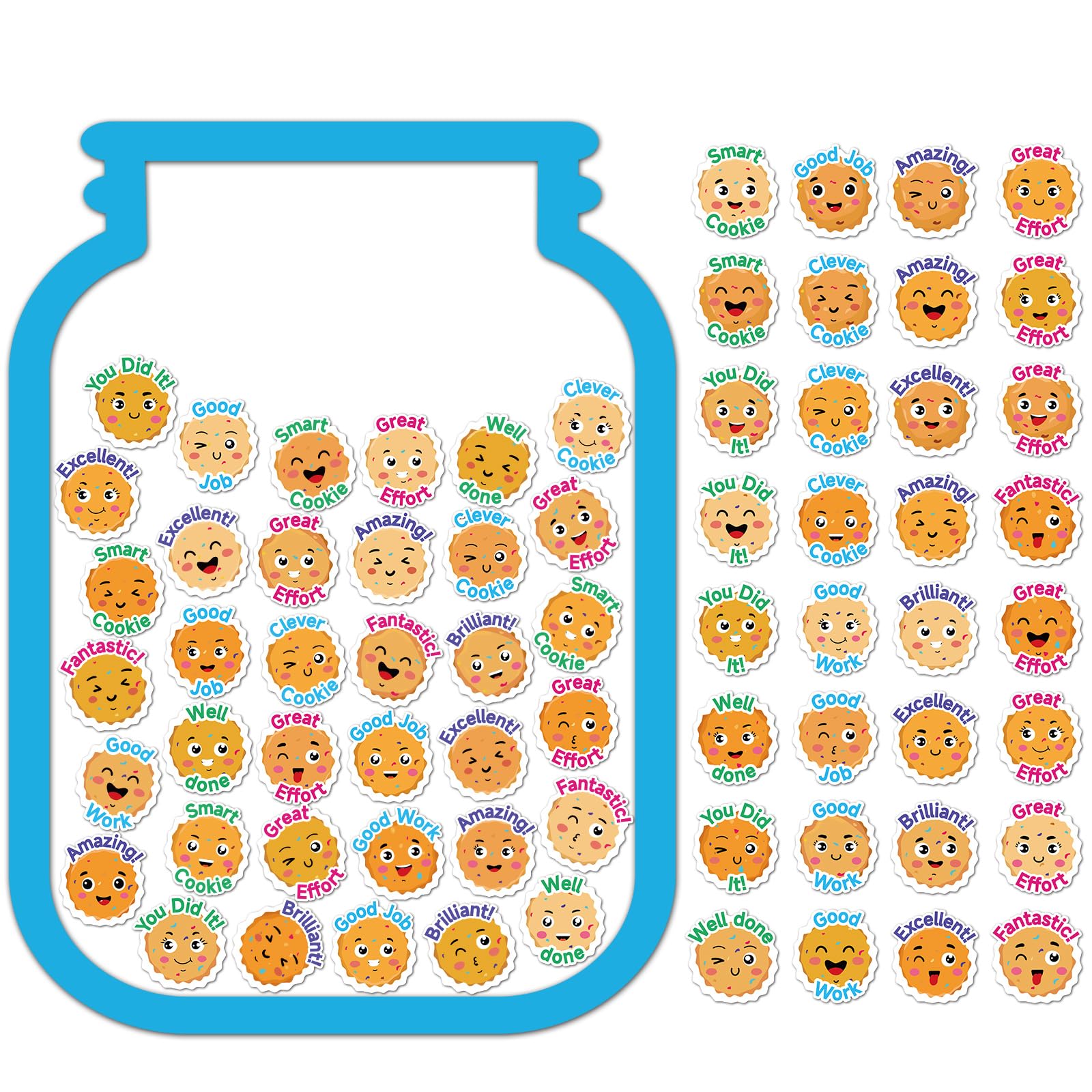 73 PCS Magnetic Clever Cookies Rewards Jar for Kids Smart Cookies Rewards Jar Positive Behavior Management Classroom Tools Cookies Rewards Jars for Home Classroom Kids Incentive