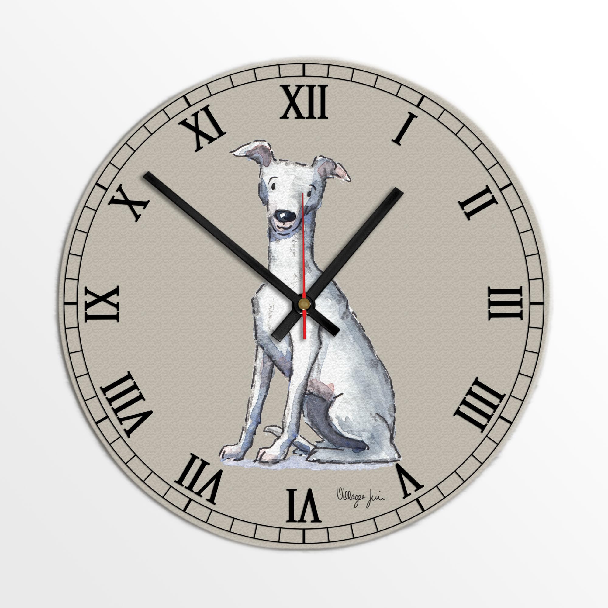 Image Industry Whippet Clock - Glass Clock - Wall Clock - Dog Lovers - Dog Gift