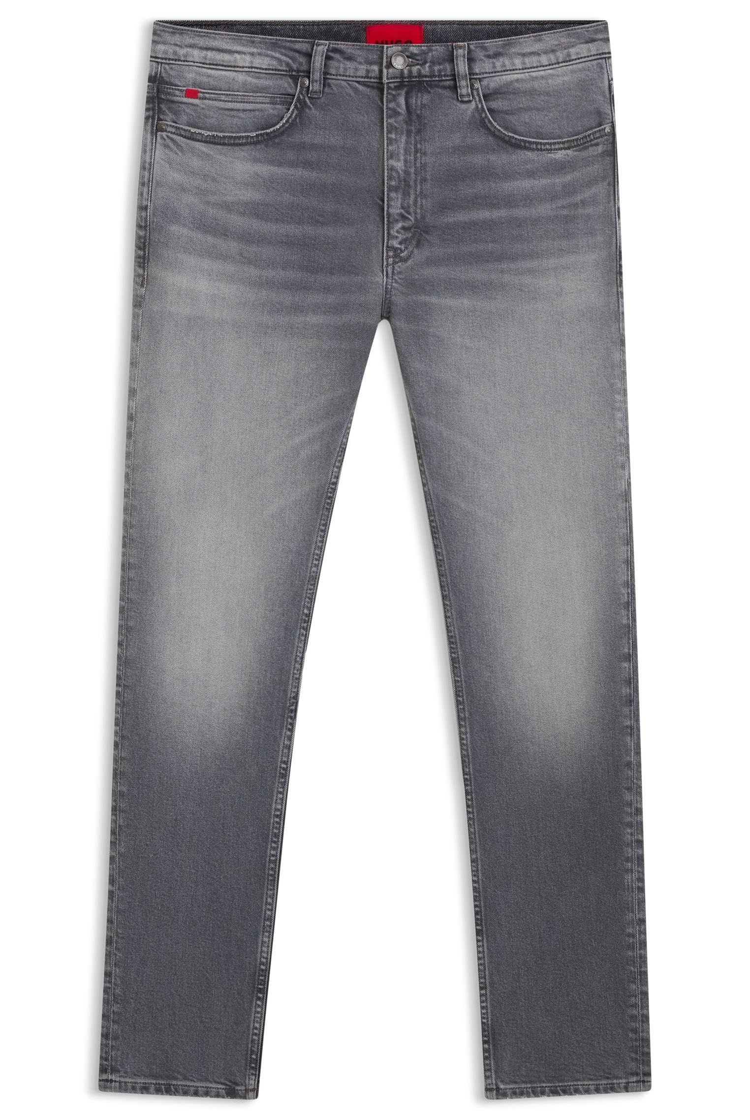 HUGO Herren 734 Extra Slim-Fit Jeans aus grauem Stretch-Denim