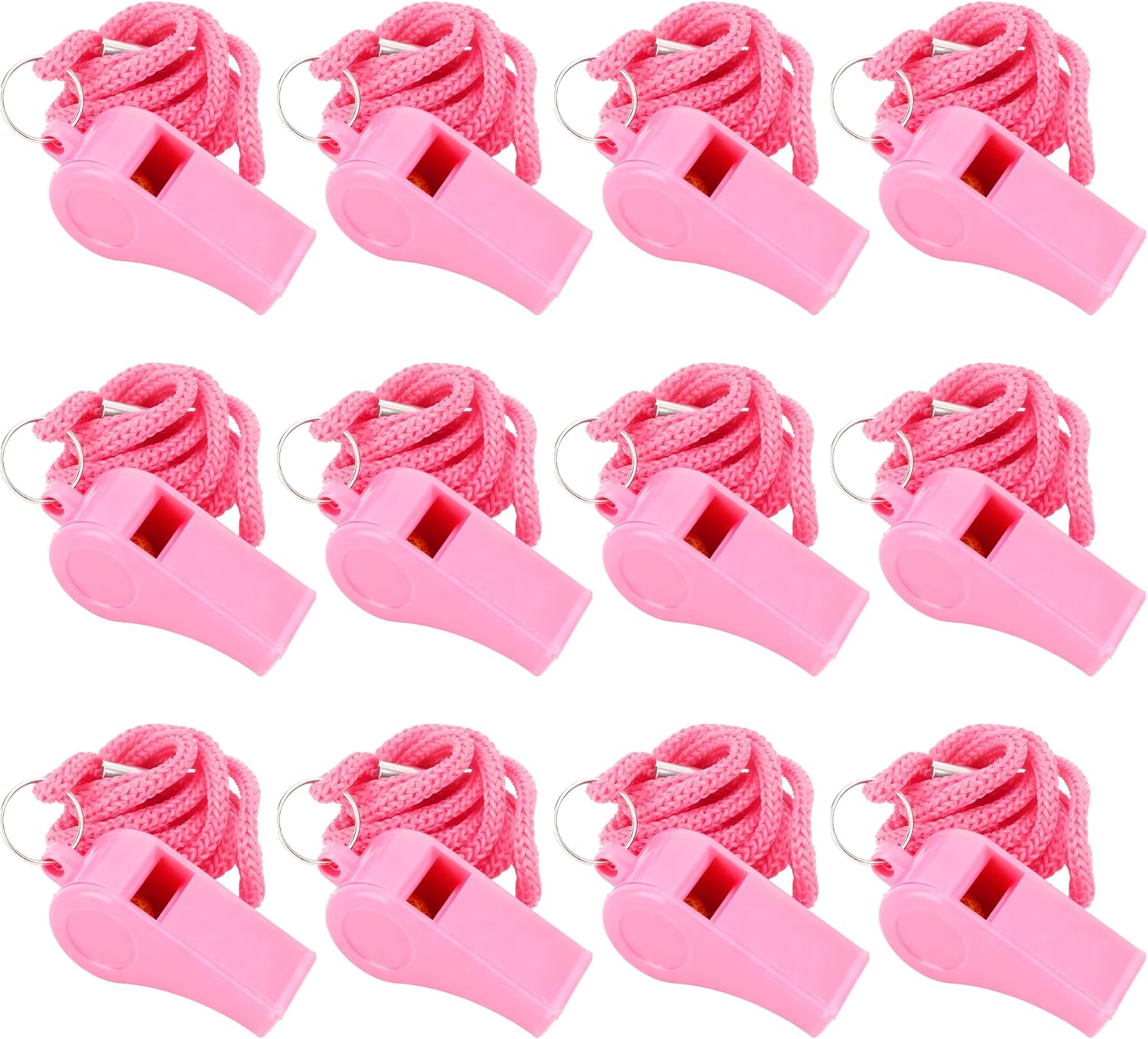 Whistle, Pink Whistles with Lanyard Plastic Loud Whistle for Referee Loud Crisp Sound Emergency Whistle for Teacher Polices Officials School Soccer Outdoor Enthusiasts Dog Training Party Favors