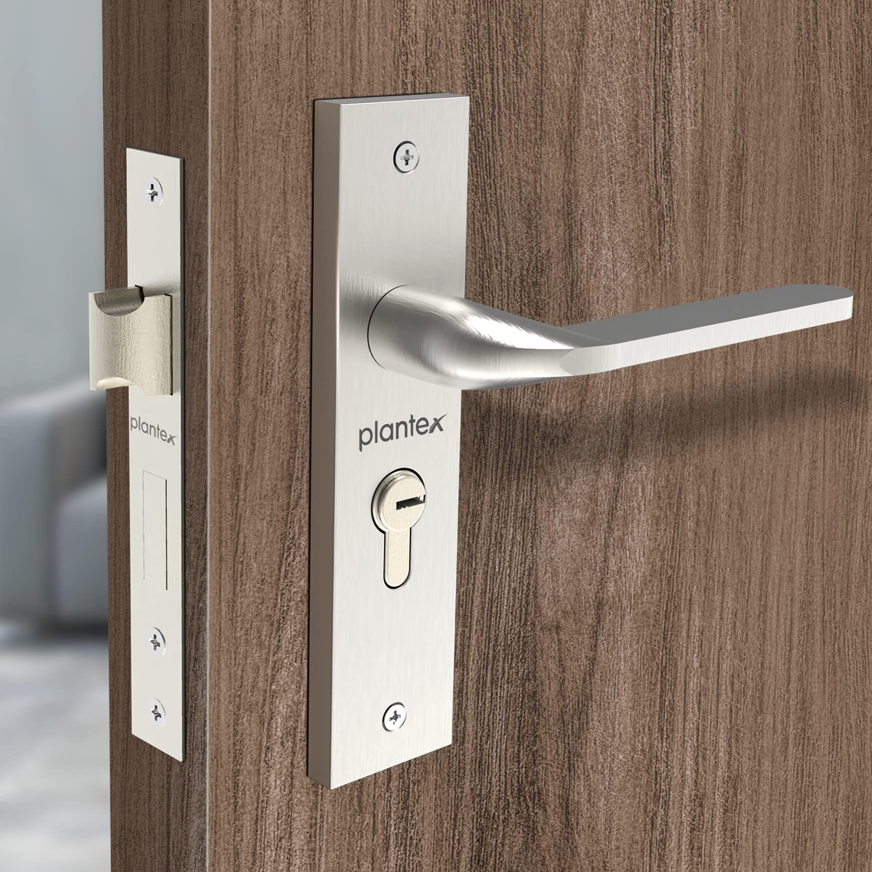 Plantex Heavy-Duty Door Locks - Main Door Lock Handle Set/ 6-Lever Lock Mechanism with 3 Years of Warranty/Mortise Lock with 3 Keys (8060 - Matt)