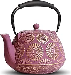 MILVBUSISS Cast Iron Teapot, 40oz Tea Kettle with Infuser for