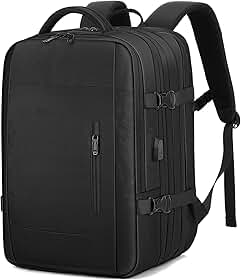 IceSelect Mochila de Viagem Expansivel Grande Masculina Feminina,Mochila Avião para Notebook 17,Executiva,Antifurto,Reforçada,USB,Impermeável,Escolar,Faculdade,Trabalho,Presente