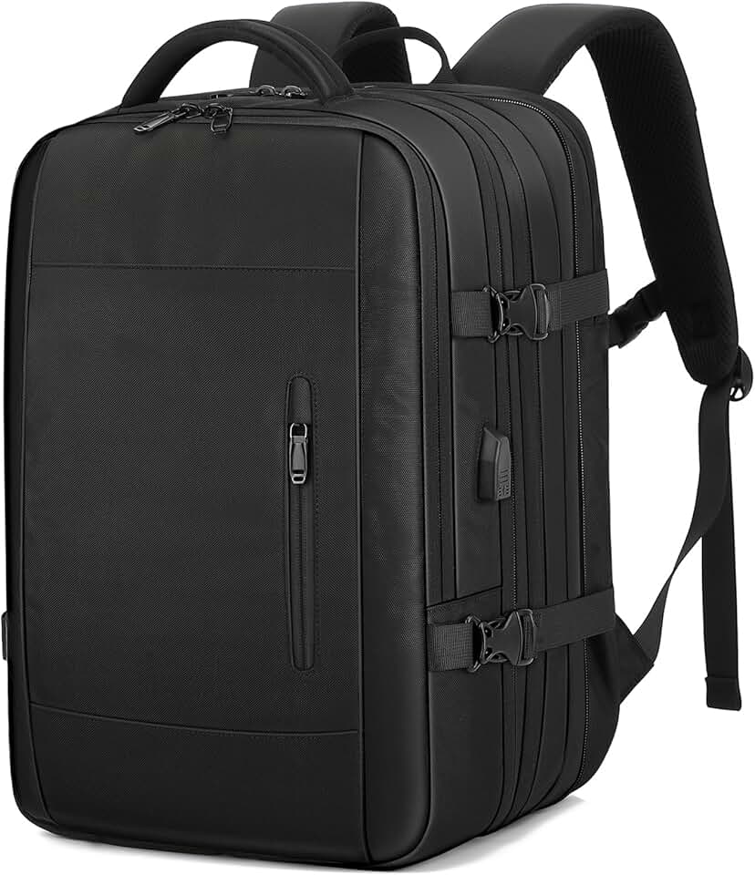 IceSelect Mochila de Viagem Expansivel Grande Masculina Feminina,Mochila Avião para Notebook 17,Executiva,Antifurto,Reforçada,USB,Impermeável,Escolar,Faculdade,Trabalho,Presente
