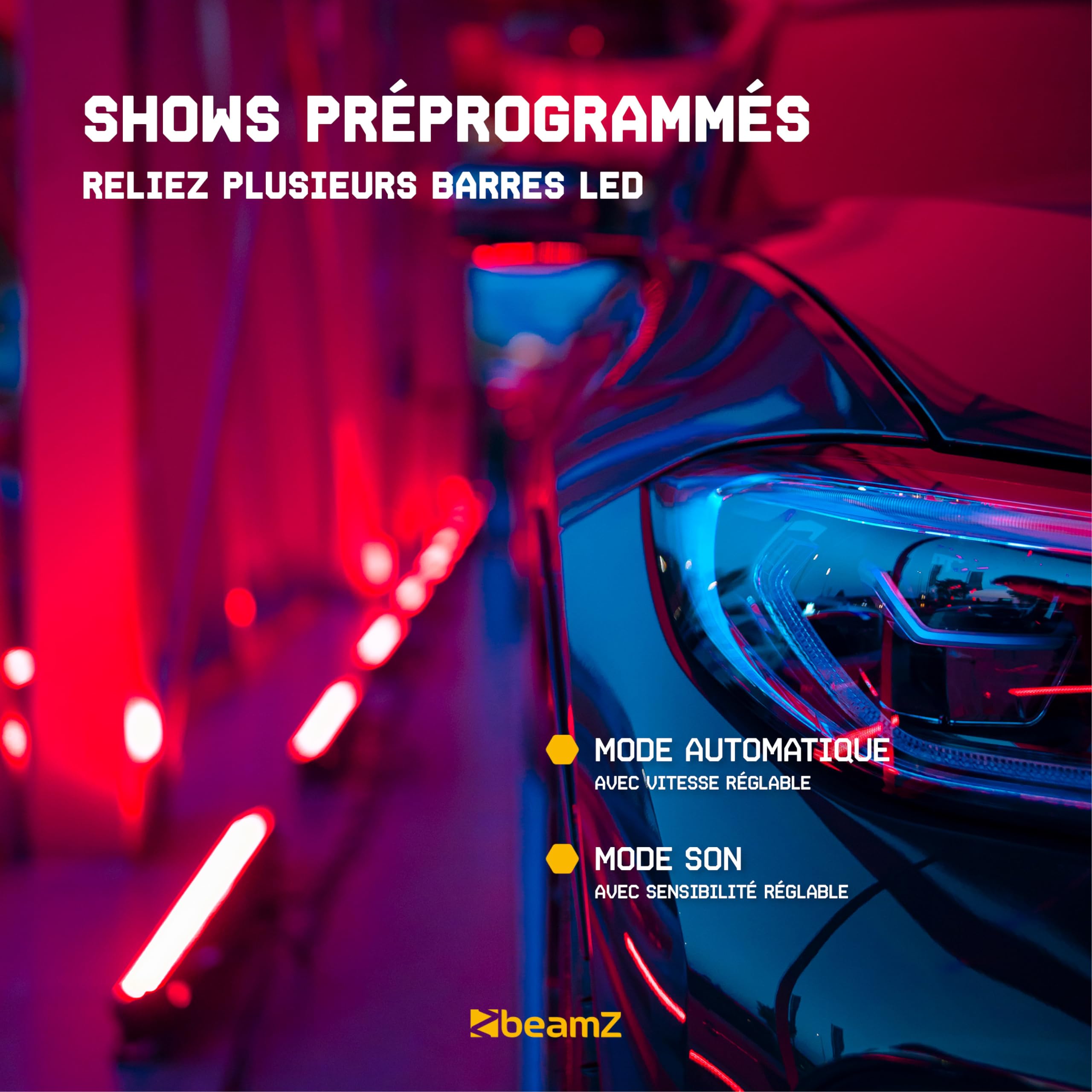 BeamZ LCB288 Barre LED RGBW avec Strobe - avec DMX, Daisy Chain, Automatique, Sections Contrôlables, Idéale pour Compléter vos Éclairages de Scènes, Arrière-Plans, Murs, Lounge Bars