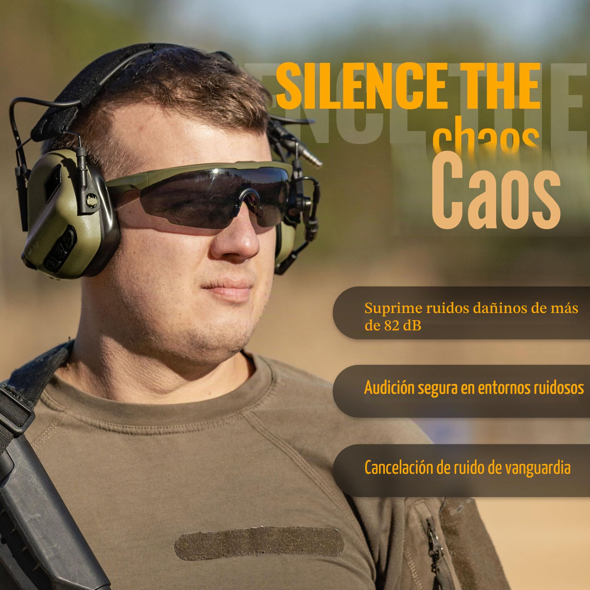 EARMOR M32 PLUS Auriculares tácticos para caza y tiro con micrófono amplificación sonido conector Nato TP120 verde