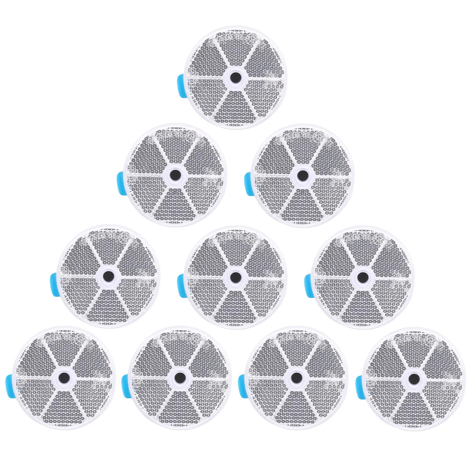 10 Pack White Self Adhesive and Screw on Round Reflectors DOT