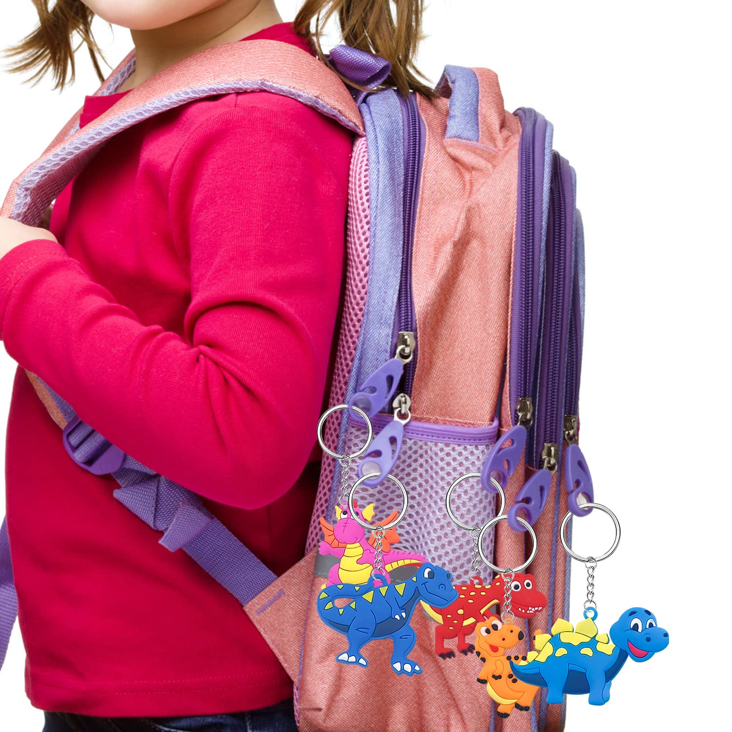 alwaiiz 30 stuks sleutelhangers voor kinderen, siliconen sleutelhangers met dieren, mini-cartoon-sleutelhangers voor kinderen, feest, cadeautje, eenhoorn, dinosaurus, zeemeermin