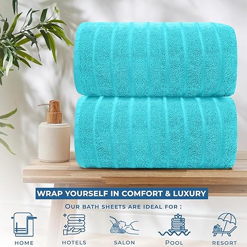 Miniatura 5 de DAN RIVER Juego de 2 toallas de baño de 550 GSM, ultra suaves y altamente absorbentes, con diseño de interruptor de velocidad, toallas de baño