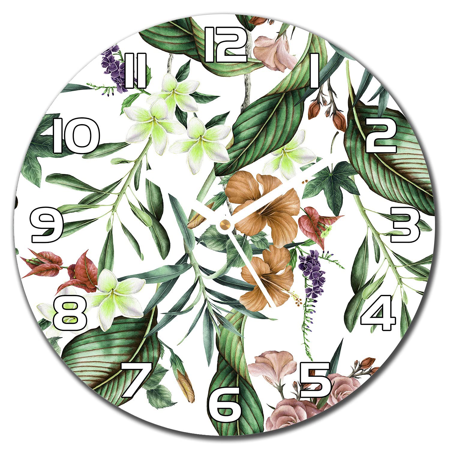 Horloge en verre 30 cm Coloray avec aiguilles blanches pour décoration murale moderne Bouquet