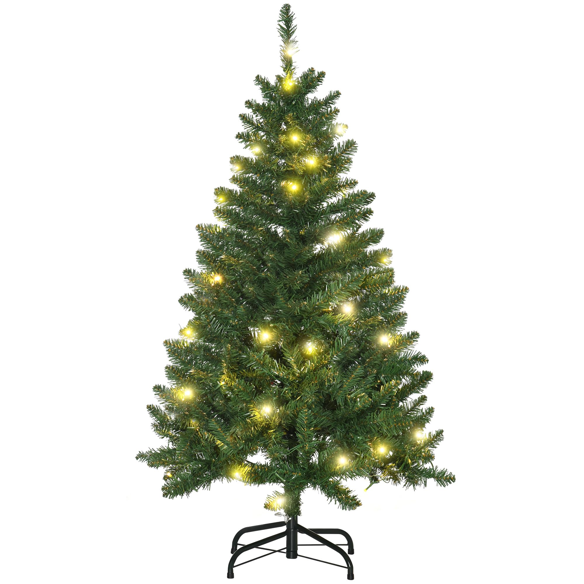 HOMCOM 4FT Christmas Tree Warm White LED Light Green | Holiday Home Decoration