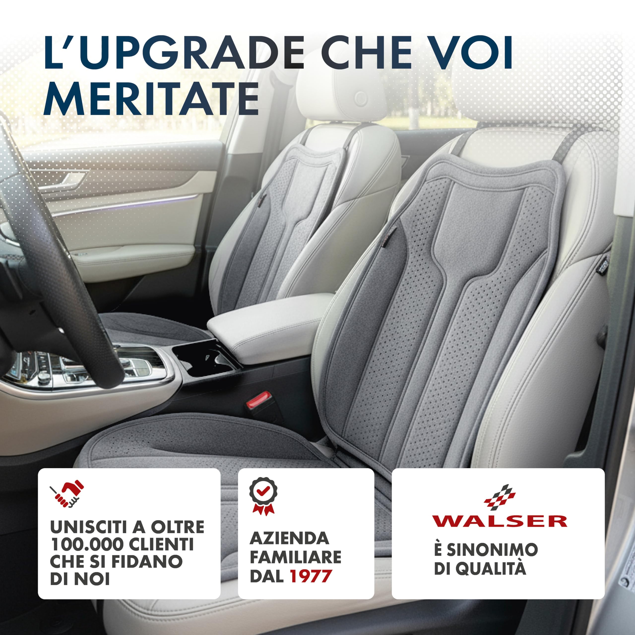 Walser Cuscino Premium Auto Nubo, 1 Protezione Antracite, Coprisedile Anteriore Alta Qualita Look Alcantara, Protezione per Posizione Anteriore