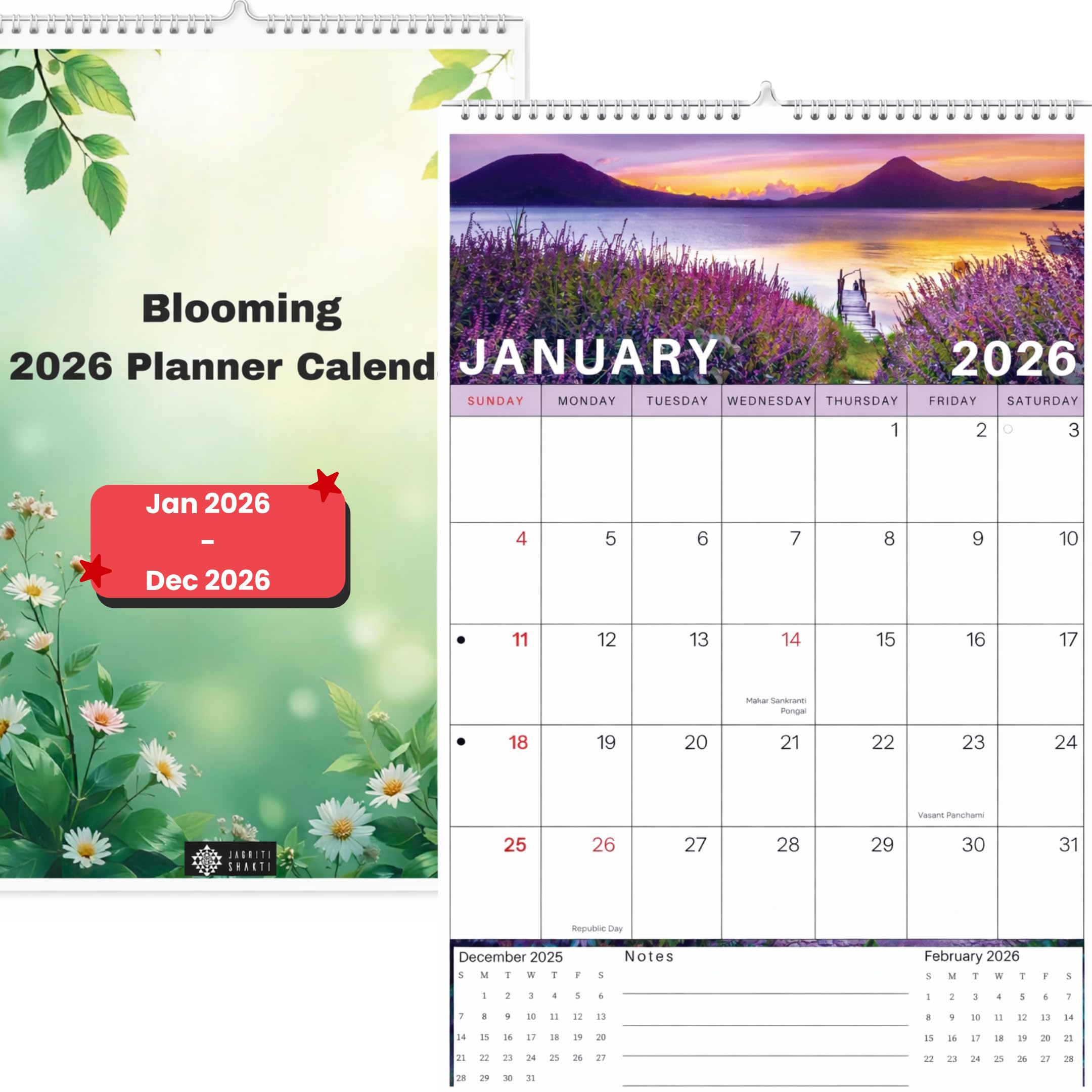 Wall Calendar 2026 Planner | New Year Calendar 2026 | Size - 12×17 Inch | Floral Monthly Planner | 220 Thick Imported Art Paper | 2026 Calendar For Home, Office Hanging School kids Appointment Planning-image-16