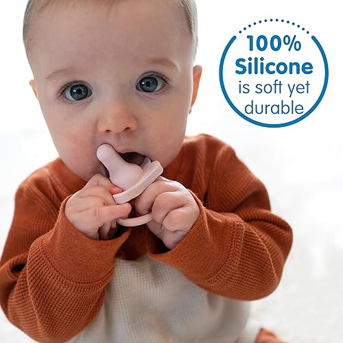 Miniatura 6 de Dr. Brown's HappyPaci - Chupete de bebé 100% de silicona, diseño contorneado de una pieza, rosa, blanco, rosa claro, 0.0-19.7 ft, sin BPA, paquete
