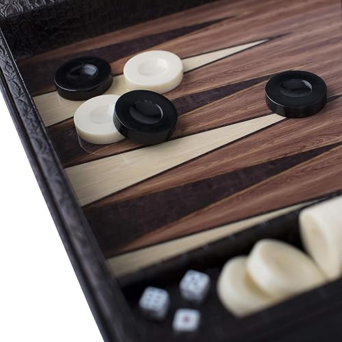 Miniatura 2 de LaModaHome Juego de backgammon prémium para adultos y niños, tabla plegable de madera, ropa magnética, diversión para familiares y amigos, juego de