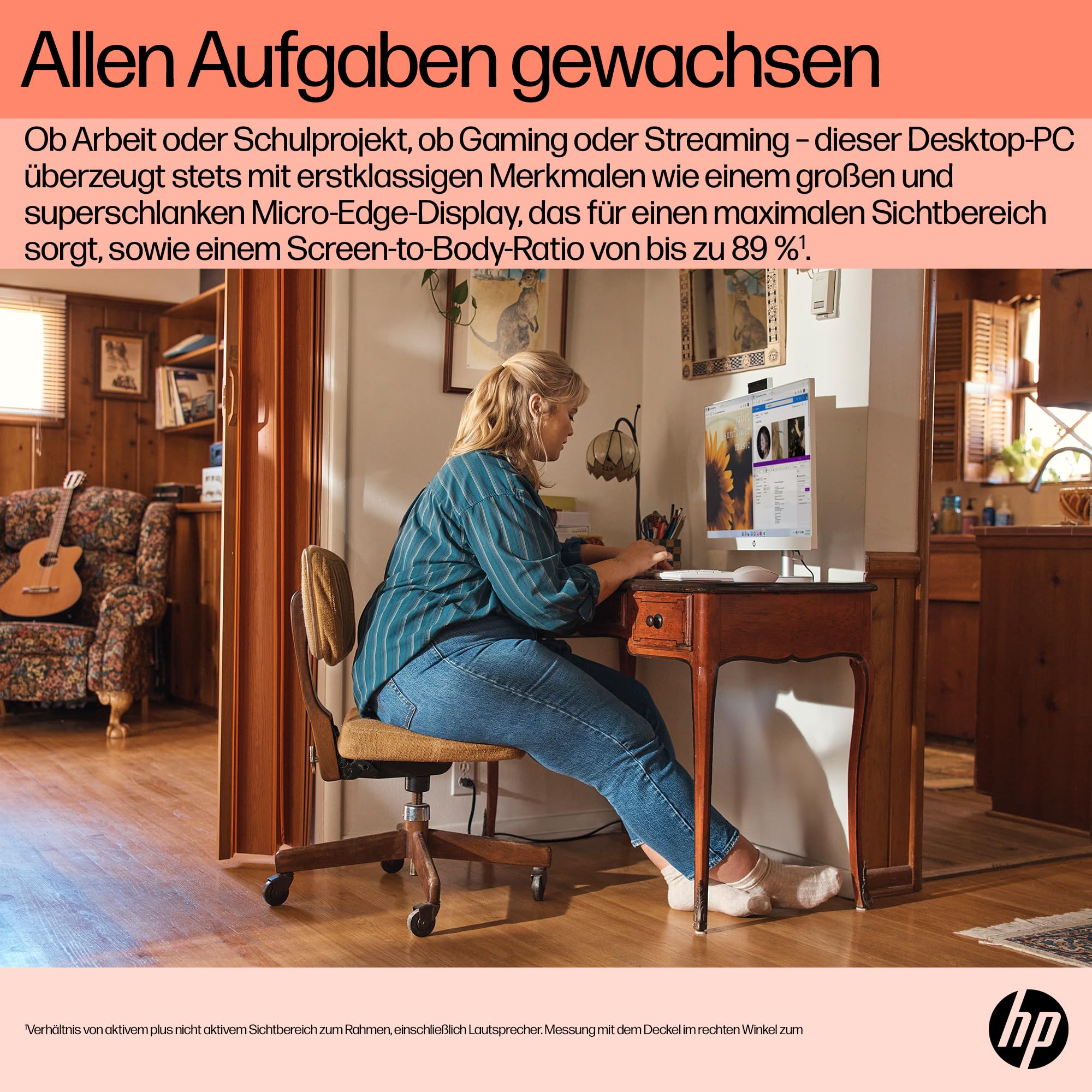 HP All-in-One Desktop-PC |23,8" FHD Display | AMD Ryzen™ 5 7520U | 8 GB DDR5 RAM | 512 GB SSD | AMD Radeon™-Grafikeinheit | Windows 11 Home | Weiß
