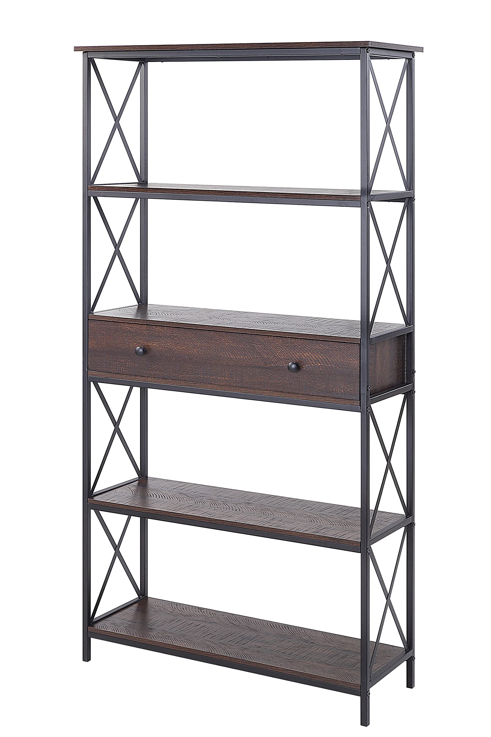 Buy RAAMZO 5Tier Industrial Metal XDesign Bookcase Bookshelf with