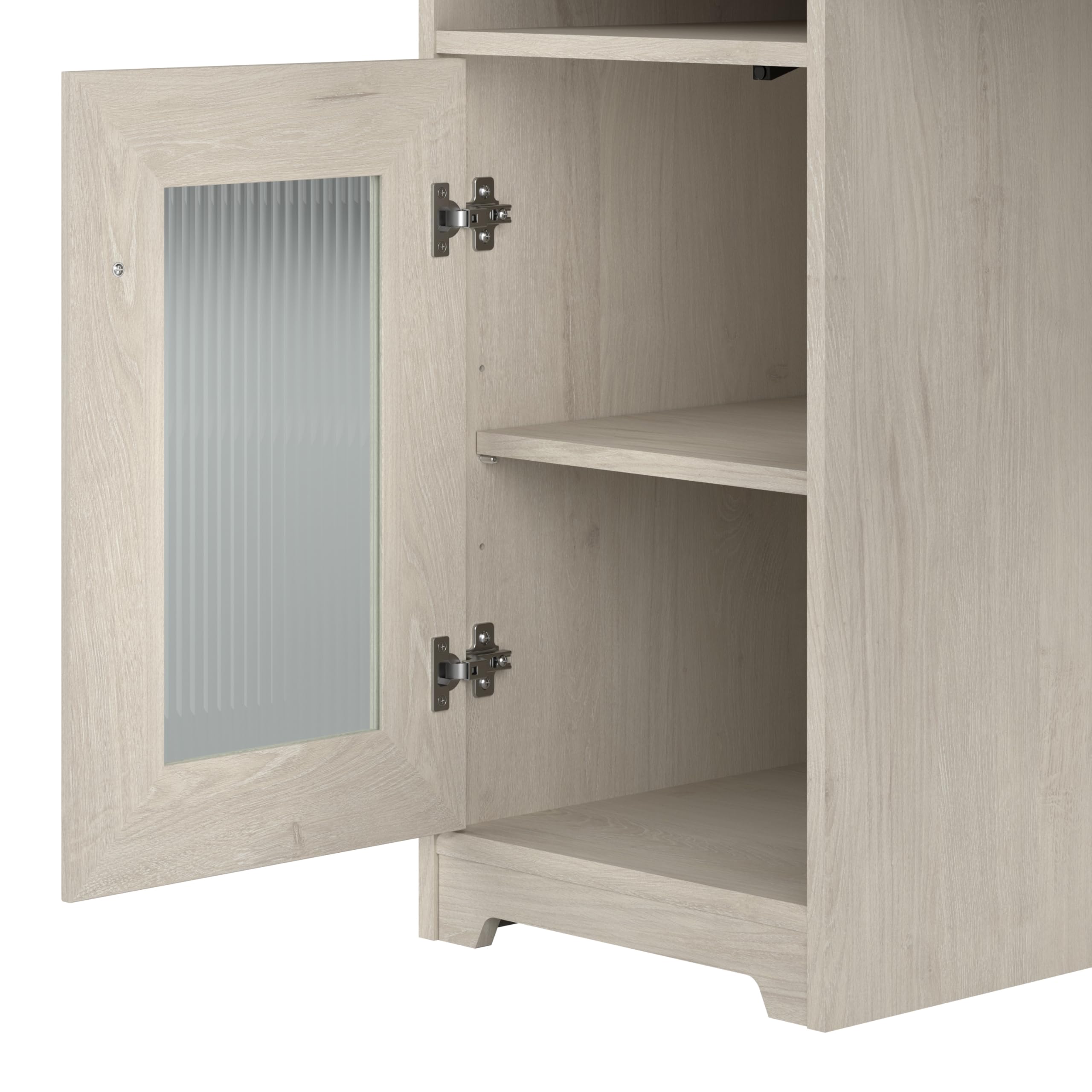 Bush Home Cabot L Shaped Desk with Hutch, Corner Desk with Storage for Home Office in Linen White Oak, 60W L Shaped Computer Desk - 5