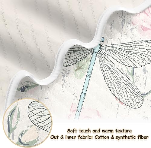 Miniatura 9 de Kigai Manta de bebé rosa libélula, mantas acogedoras para recién nacidos y niños pequeños, manta de bebé suave y cálida para cuna cochecito