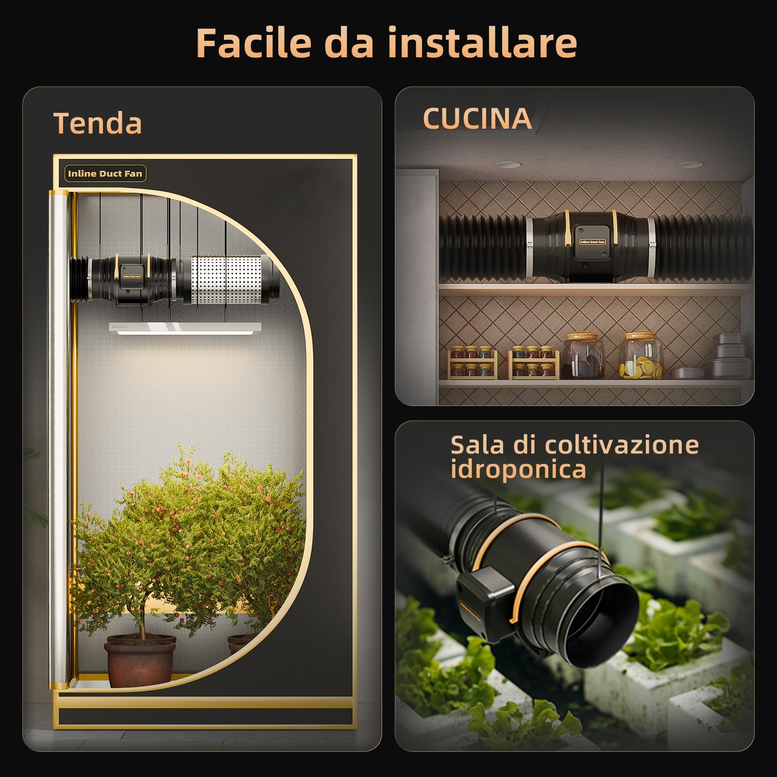 Ventola Aspirazione 150mm Regolabile, 594 m³/h Ventilatore Estrazione con Controllore di Velocità, Aspiratore Ventilazione per Tenda di Crescita, Idroponica da Serra, Garage, Seminterrato