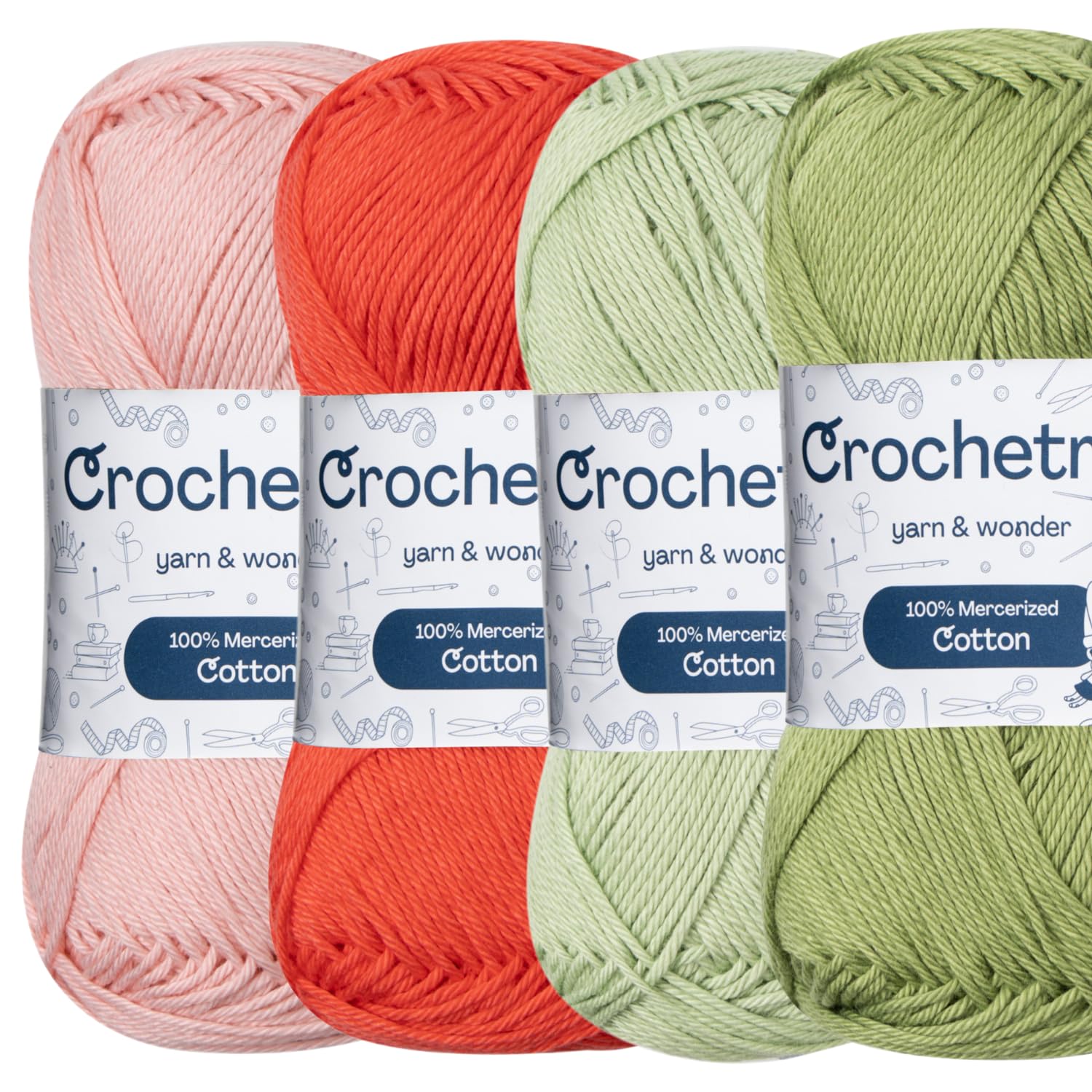 Premium Mercerized Cotton Yarn for Crochet & Knitting – Fingering Weight 4-Ply, 50g (1.76 oz) / 125 m (136 yds), High-Gloss, Anti-Splitting, Fade-Resistant Cotton (Pastel Spring)