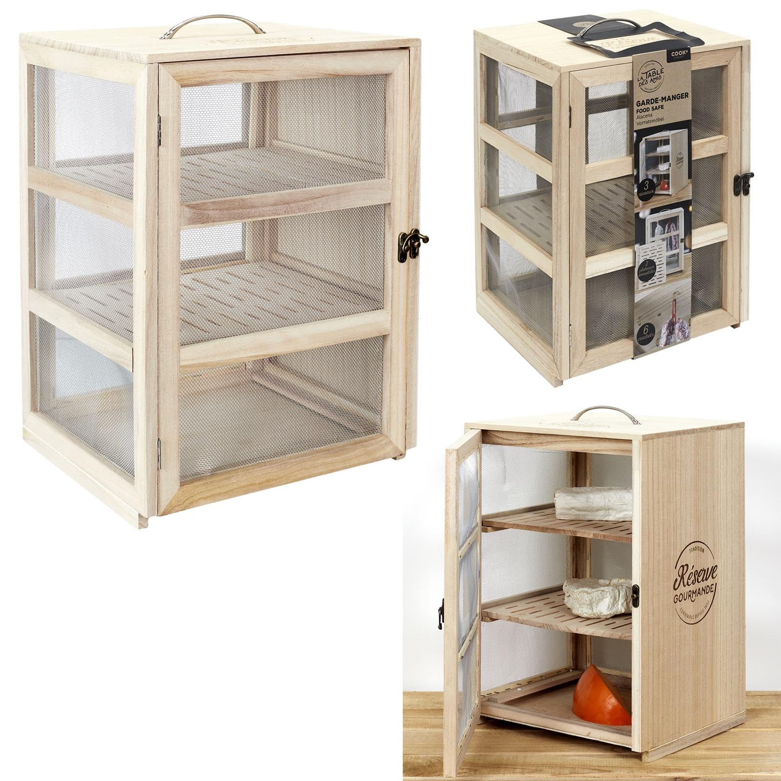 COOK CONCEPT Garde Manger 28 x 24 x 39 cm Cucina Conservazione Altro Accessorio, Paulownia, Legno, Acciaio, 28,2 x 24 x 39