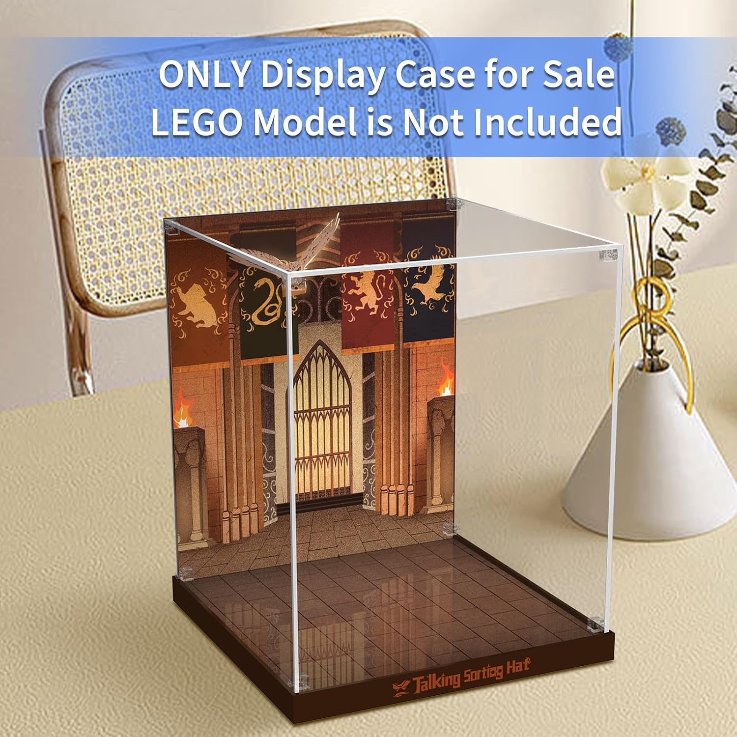 Acrylic Display Case for Lego 76429 Talking Sorting Hat; ONLY Display Case, Lego Model NOT Included, Transparent, V040802