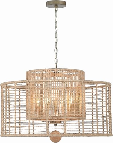 Miniatura 2 de Jayna - Candelabro de 4 luces de plata bruñida, lámpara de techo - Candelabros para pasillo, sala de estar, vestíbulo, granja - Candelabro moderno