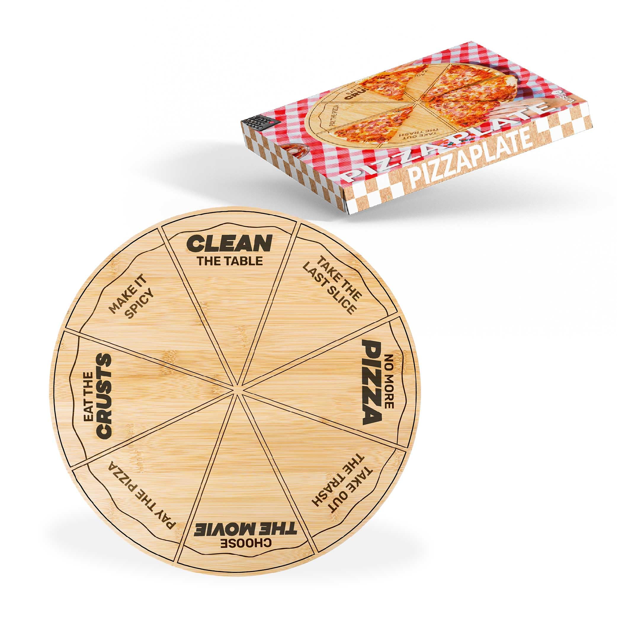 Plateau pour pizza avec messages amusants pour repas en famille