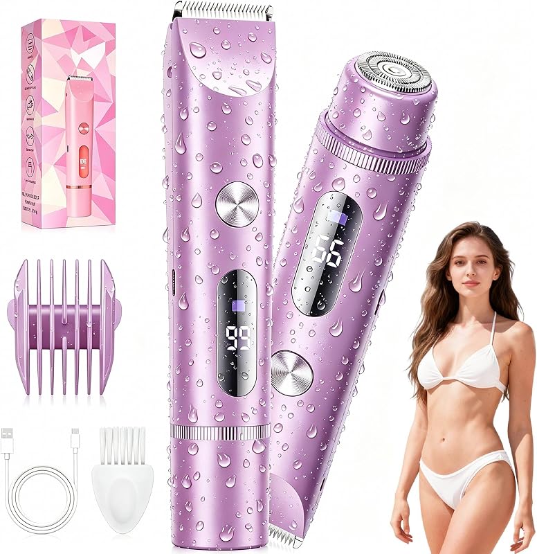 Aparador elétrico 2 em 1 GUODUN ARMOR para áreas do corpo e rosto, recarregável, lâmina de cerâmica, IPX7, roxo