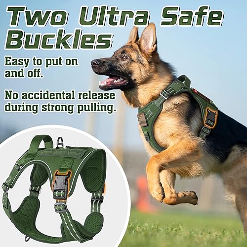 Miniatura 4 de rabbitgoo Arnés táctico para perro, sin tirones, chaleco militar con asa y Molle, arnés para perro de servicio de fácil control para perros grandes,