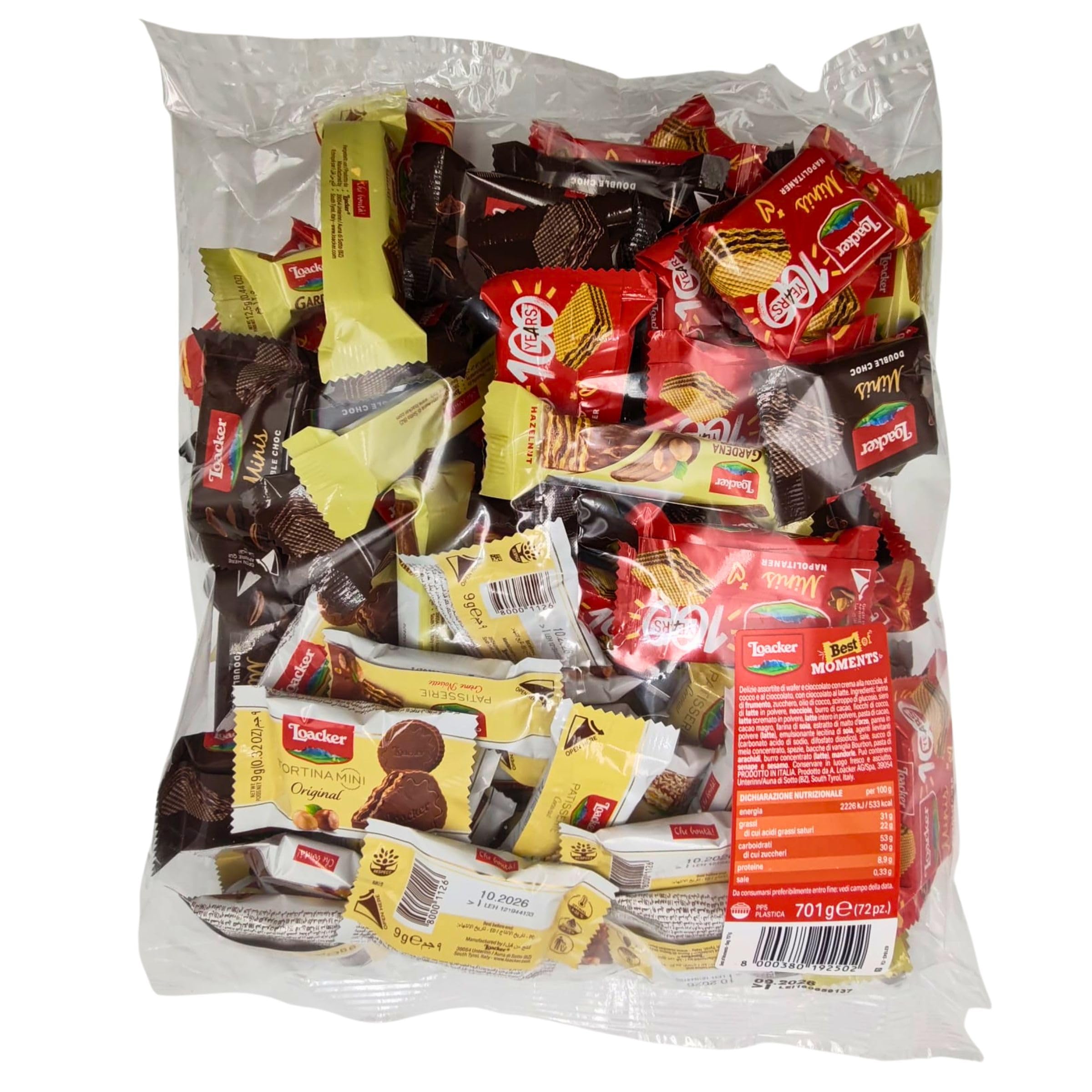 Loacker Best of Moments Wafer Minis Assortiti 72 pezzi - 1 Busta 701 g